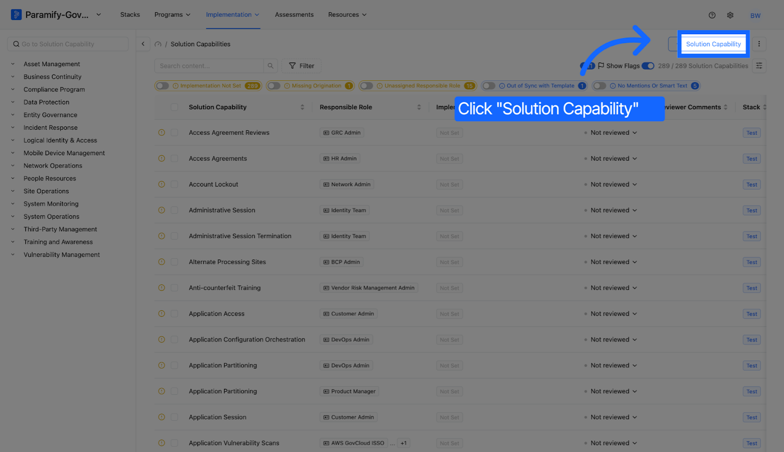 Select Specific Solution Capability