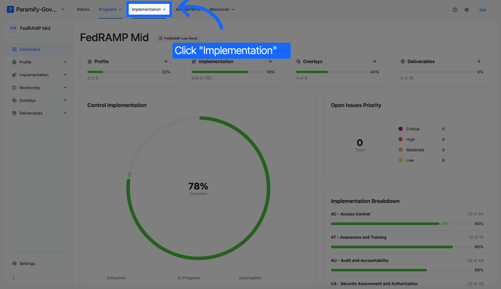 Navigate to Implementation Section