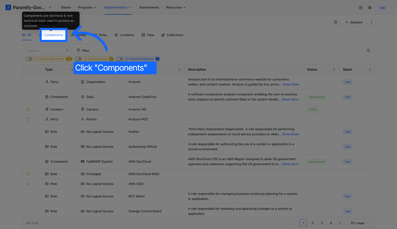 Select Components Category