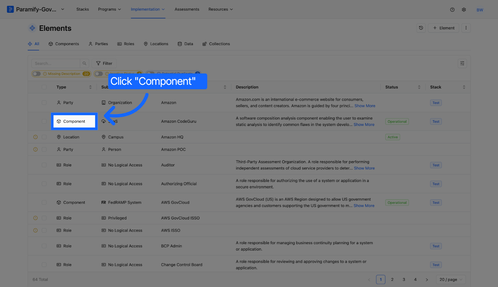 Click Component Item