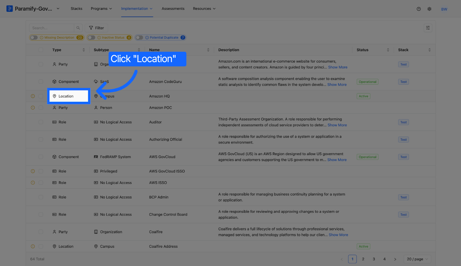 Open Location Item