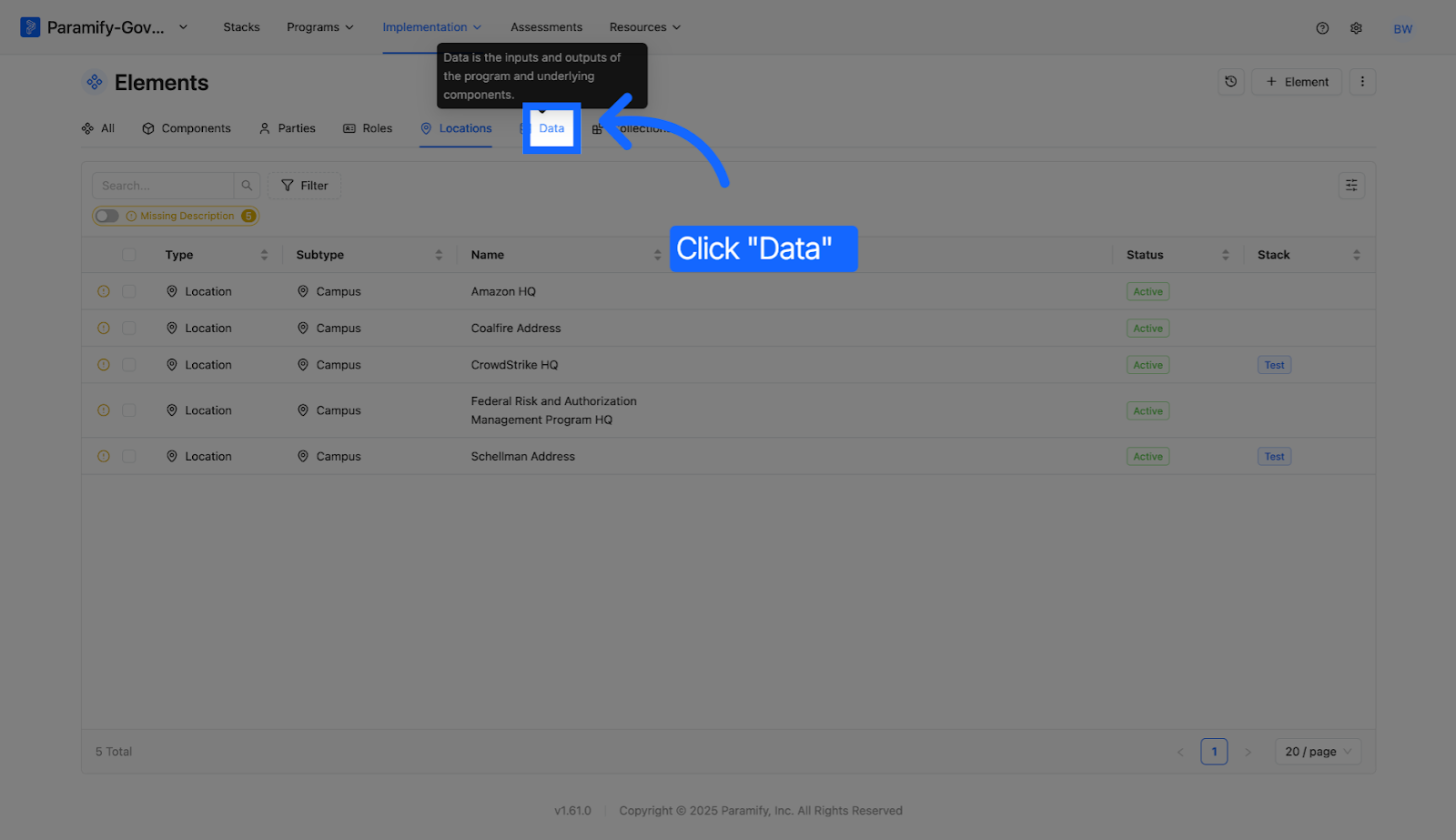 Access Data Category