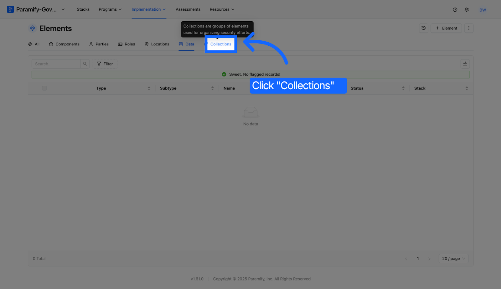 Select Collections Option