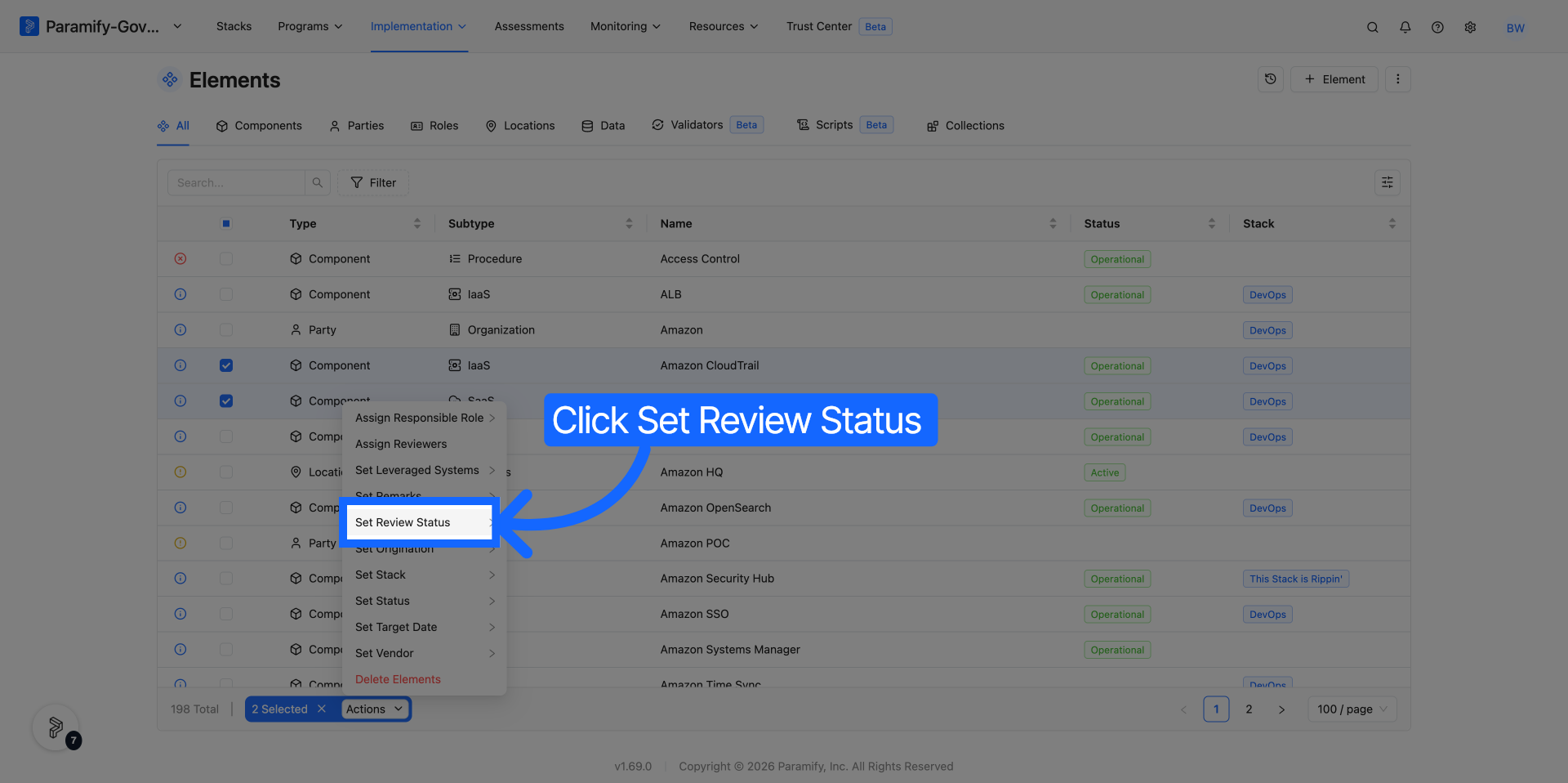 Set Review Status